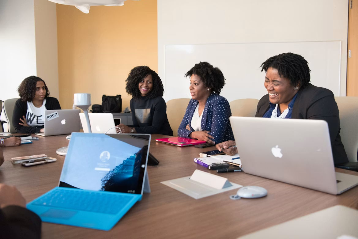 A team of professionals in a working meeting